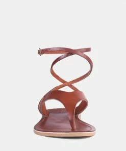 Rag & Co WRAP-UP Tie Around Tan Flat Sandals