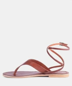 Rag & Co WRAP-UP Tie Around Tan Flat Sandals