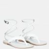 Rag & Co WRAP-UP Tie Around White Flat Sandals Flats