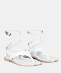 Rag & Co WRAP-UP Tie Around White Flat Sandals Flats