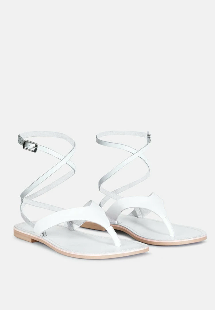 Rag & Co WRAP-UP Tie Around White Flat Sandals Flats 3 Rag & Co WRAP-UP Tie Around White Flat Sandals Flats