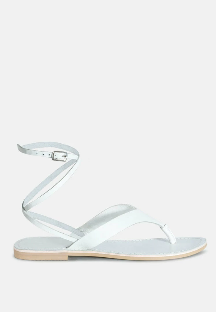 Rag & Co WRAP-UP Tie Around White Flat Sandals Flats 4 Rag & Co WRAP-UP Tie Around White Flat Sandals Flats