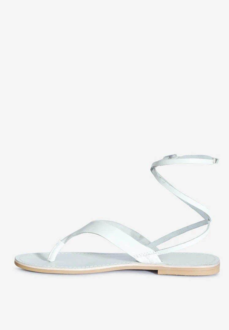 Rag & Co WRAP-UP Tie Around White Flat Sandals Flats 6 Rag & Co WRAP-UP Tie Around White Flat Sandals Flats