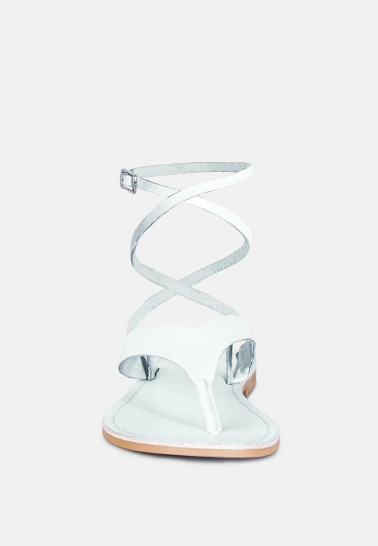 Rag & Co WRAP-UP Tie Around White Flat Sandals Flats 5 Rag & Co WRAP-UP Tie Around White Flat Sandals Flats