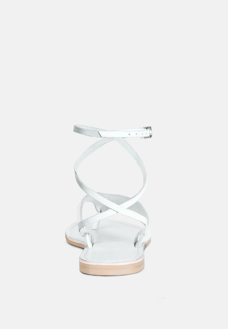 Rag & Co WRAP-UP Tie Around White Flat Sandals Flats 7 Rag & Co WRAP-UP Tie Around White Flat Sandals Flats