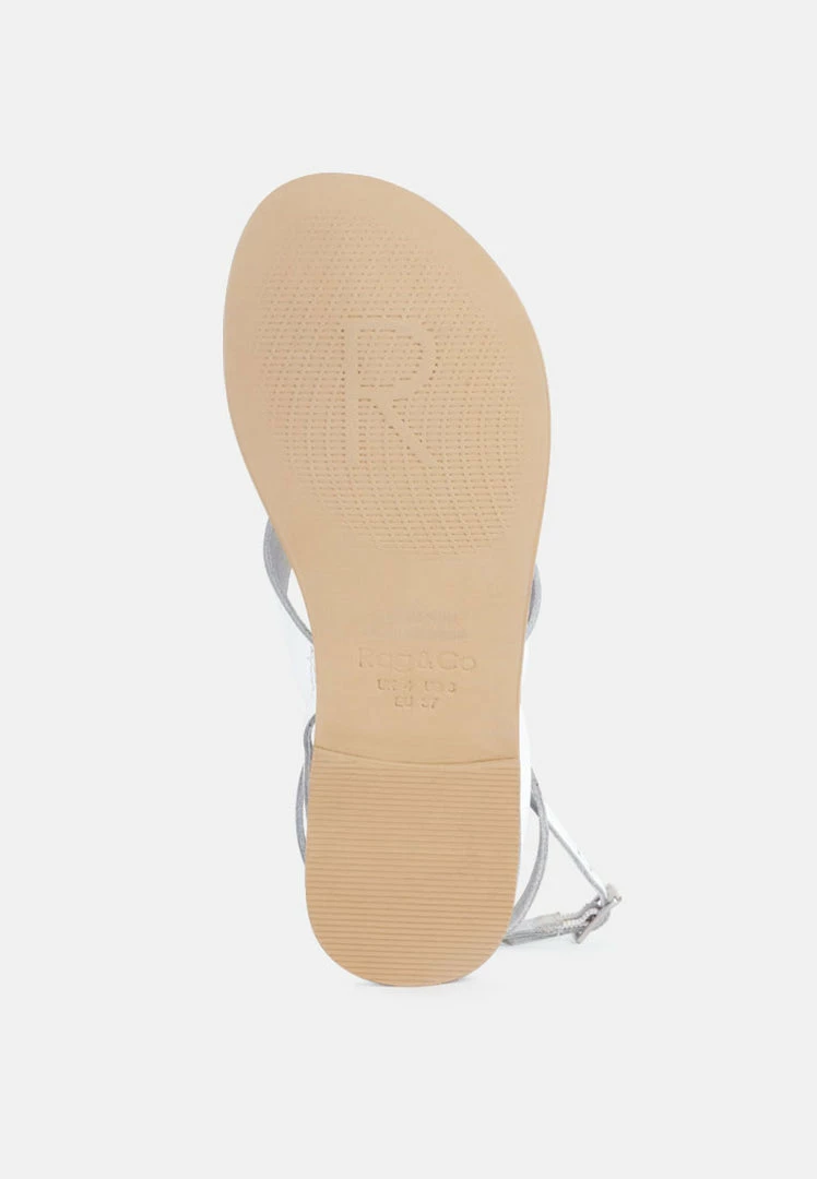 Rag & Co WRAP-UP Tie Around White Flat Sandals Flats 8 Rag & Co WRAP-UP Tie Around White Flat Sandals Flats