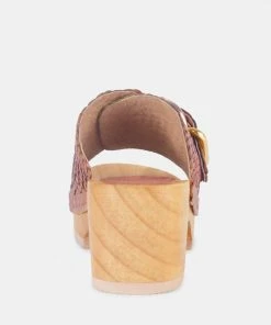Rag & Co YORUBA Braided Tan Leather Buckled Slide Clogs SS'22