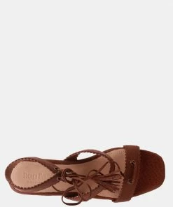 Rag & Co ZENA Brown Croc Texture Leather Sandal