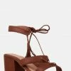 Rag & Co ZENA Brown Croc Texture Leather Sandal