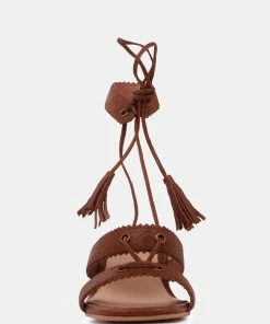 Rag & Co ZENA Brown Croc Texture Leather Sandal