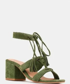 Rag & Co ZENA Green Suede Leather Sandal Sandals