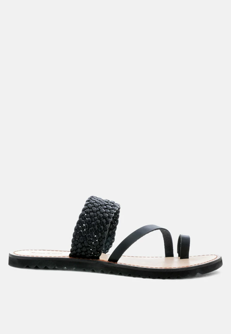 Rag & Co Flats ZINA Black Braided Leather Flat Sandal 4 Rag & Co Flats ZINA Black Braided Leather Flat Sandal