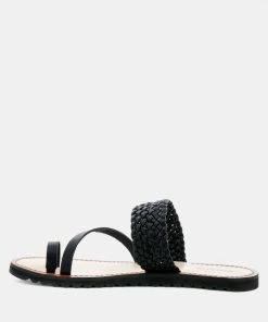 Rag & Co Flats ZINA Black Braided Leather Flat Sandal 11 Rag & Co Flats ZINA Black Braided Leather Flat Sandal