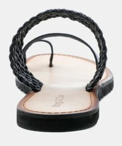 Rag & Co Flats ZINA Black Braided Leather Flat Sandal 12 Rag & Co Flats ZINA Black Braided Leather Flat Sandal