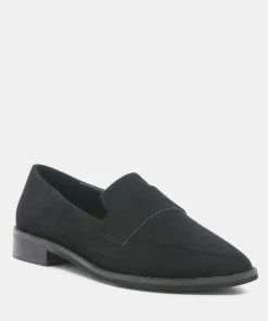 Rag & Co ZOFIA Black Suede Penny Loafers Loafers & Ballerinas