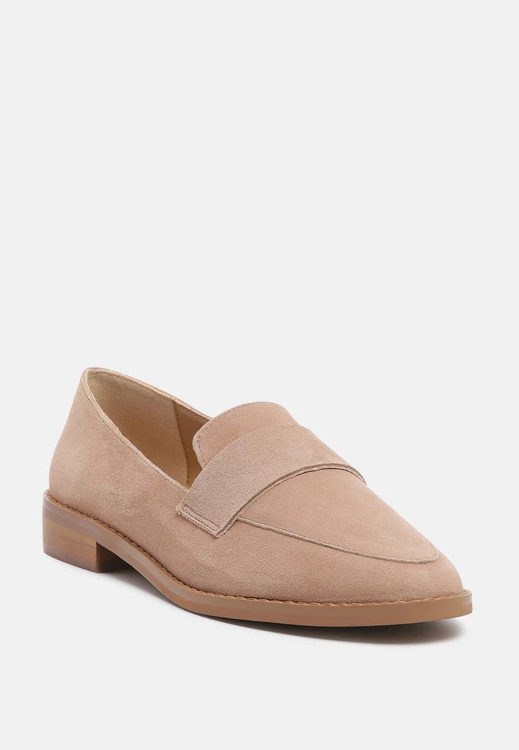 Rag & Co ZOFIA Nude Suede Penny Loafers 3 Rag & Co ZOFIA Nude Suede Penny Loafers