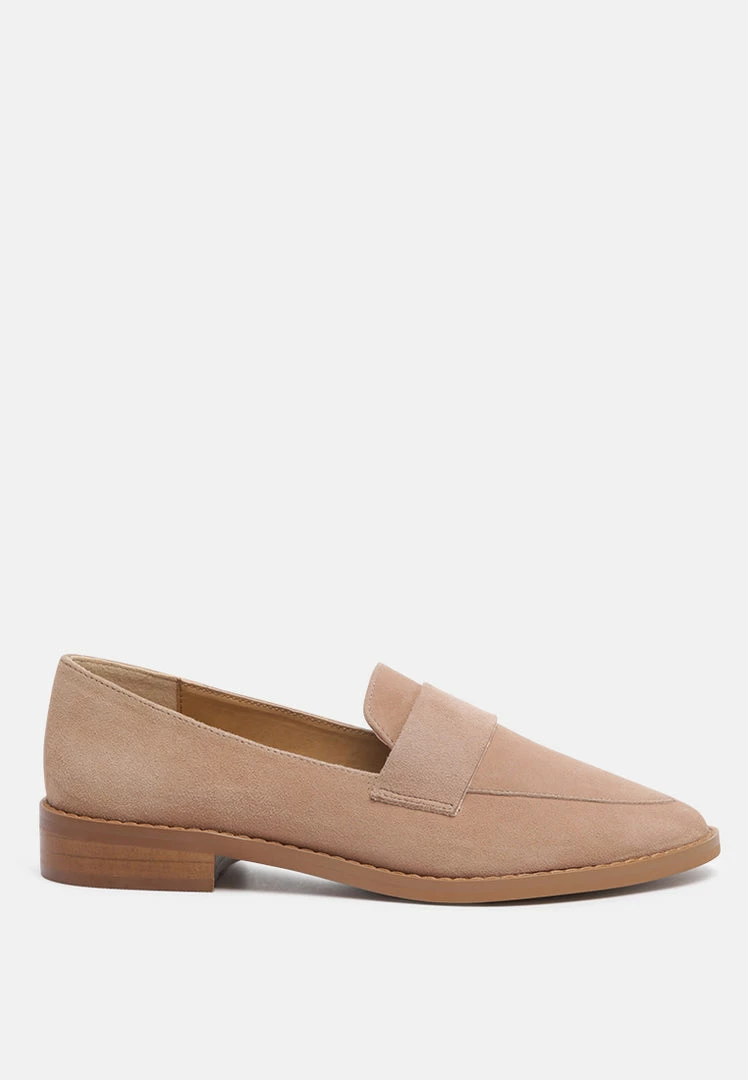 Rag & Co ZOFIA Nude Suede Penny Loafers 4 Rag & Co ZOFIA Nude Suede Penny Loafers