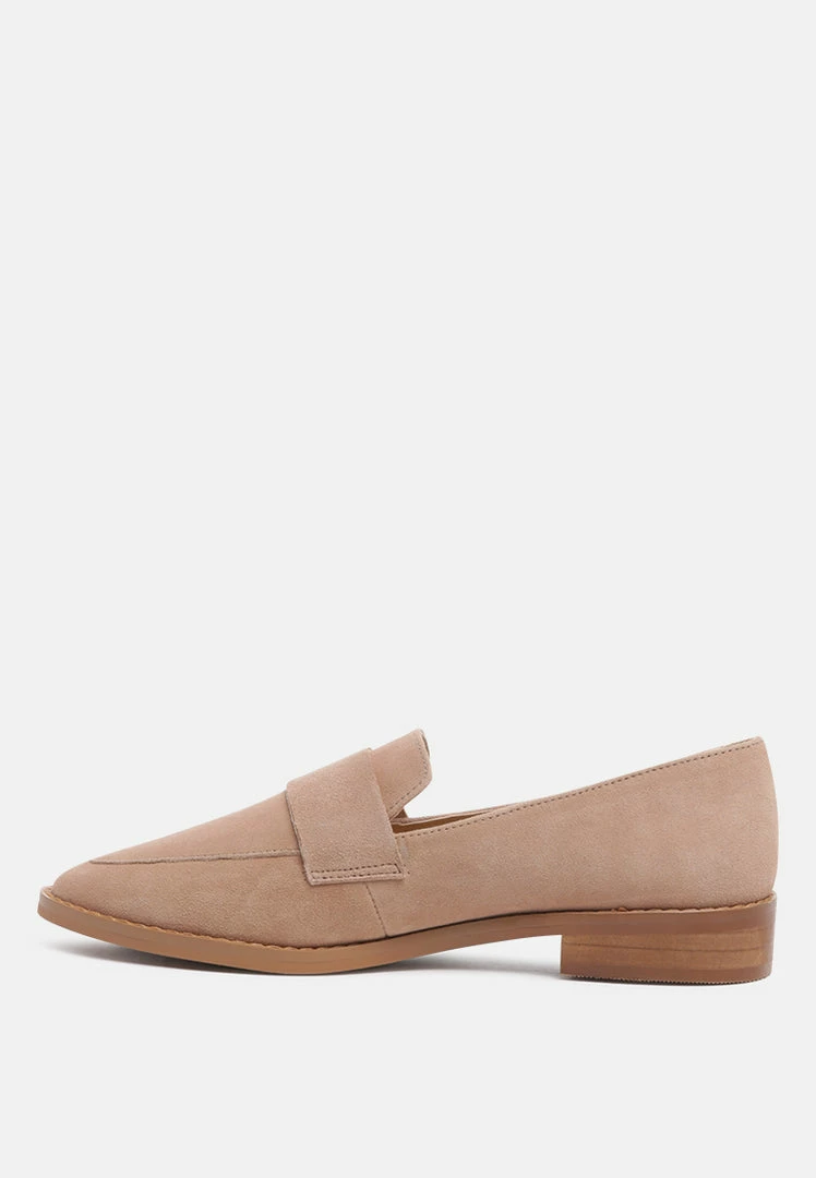 Rag & Co ZOFIA Nude Suede Penny Loafers 6 Rag & Co ZOFIA Nude Suede Penny Loafers
