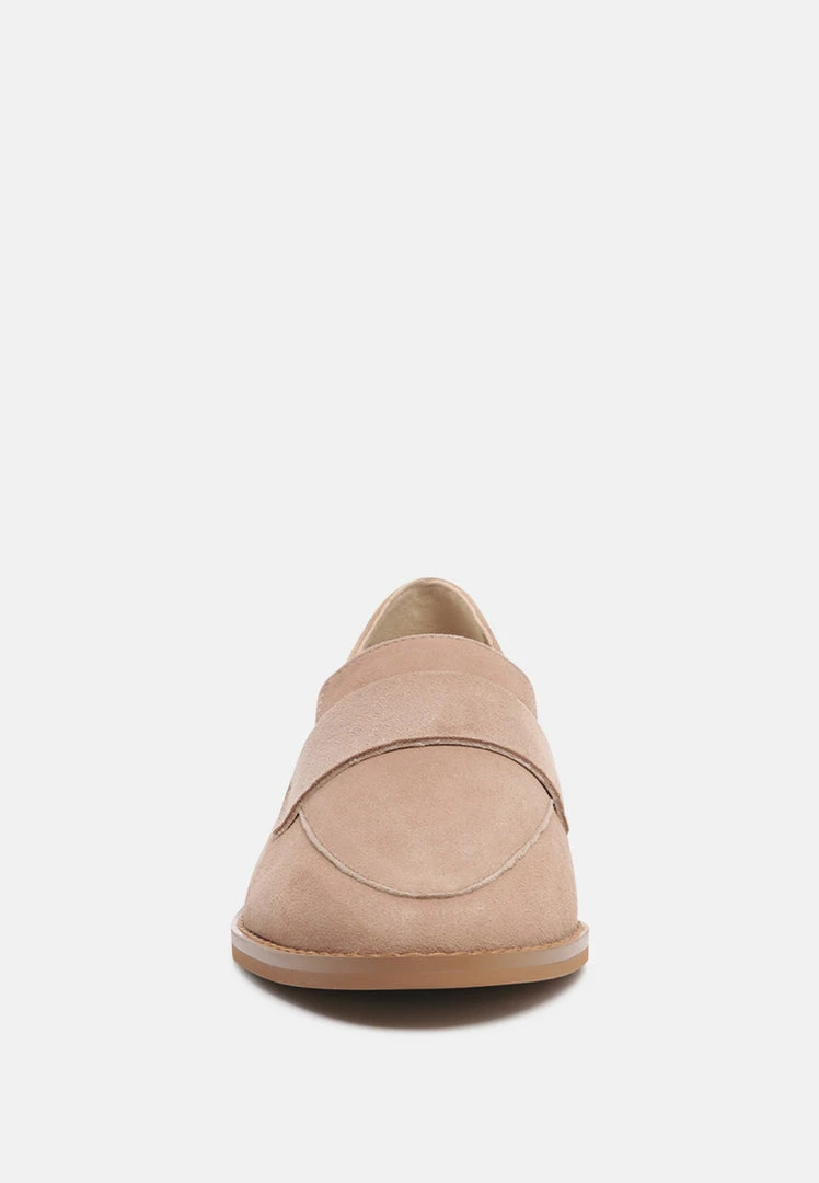 Rag & Co ZOFIA Nude Suede Penny Loafers 5 Rag & Co ZOFIA Nude Suede Penny Loafers