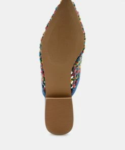 Rag & Co ZOOEY Colorful Woven Flat Mules Flats