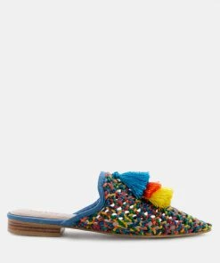 Rag & Co ZOOEY Colorful Woven Flat Mules Flats