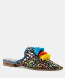 Rag & Co ZOOEY Colorful Woven Flat Mules Flats